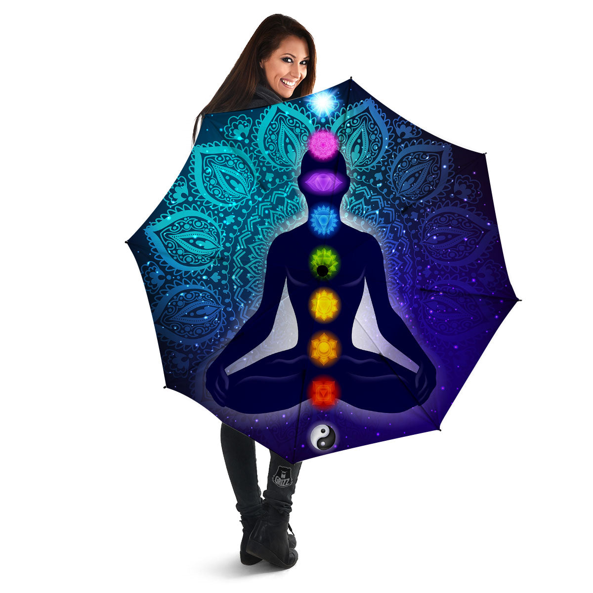 Aura Nine Chakras Print Umbrella-grizzshop