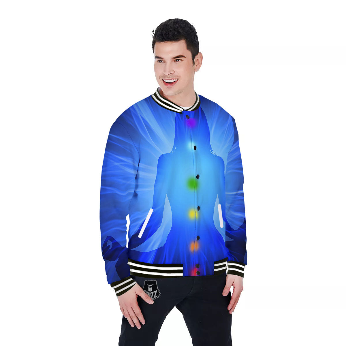 Aura Seven Chakras Print Baseball Jacket-grizzshop