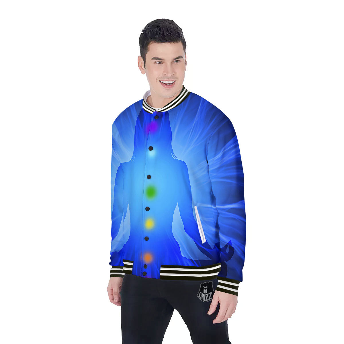 Aura Seven Chakras Print Baseball Jacket-grizzshop