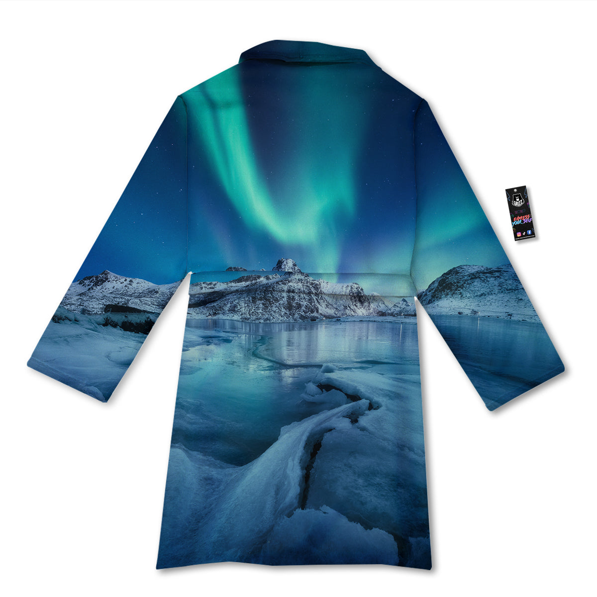 Aurora Borealis Blue Print Bathrobe-grizzshop