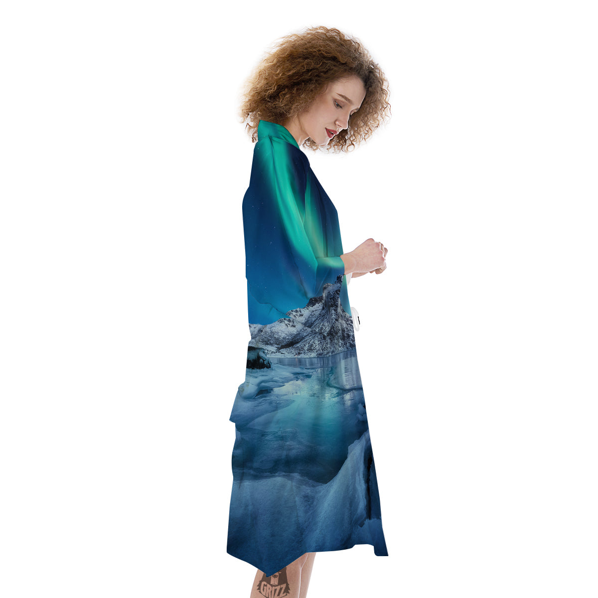 Aurora Borealis Blue Print Kimono-grizzshop
