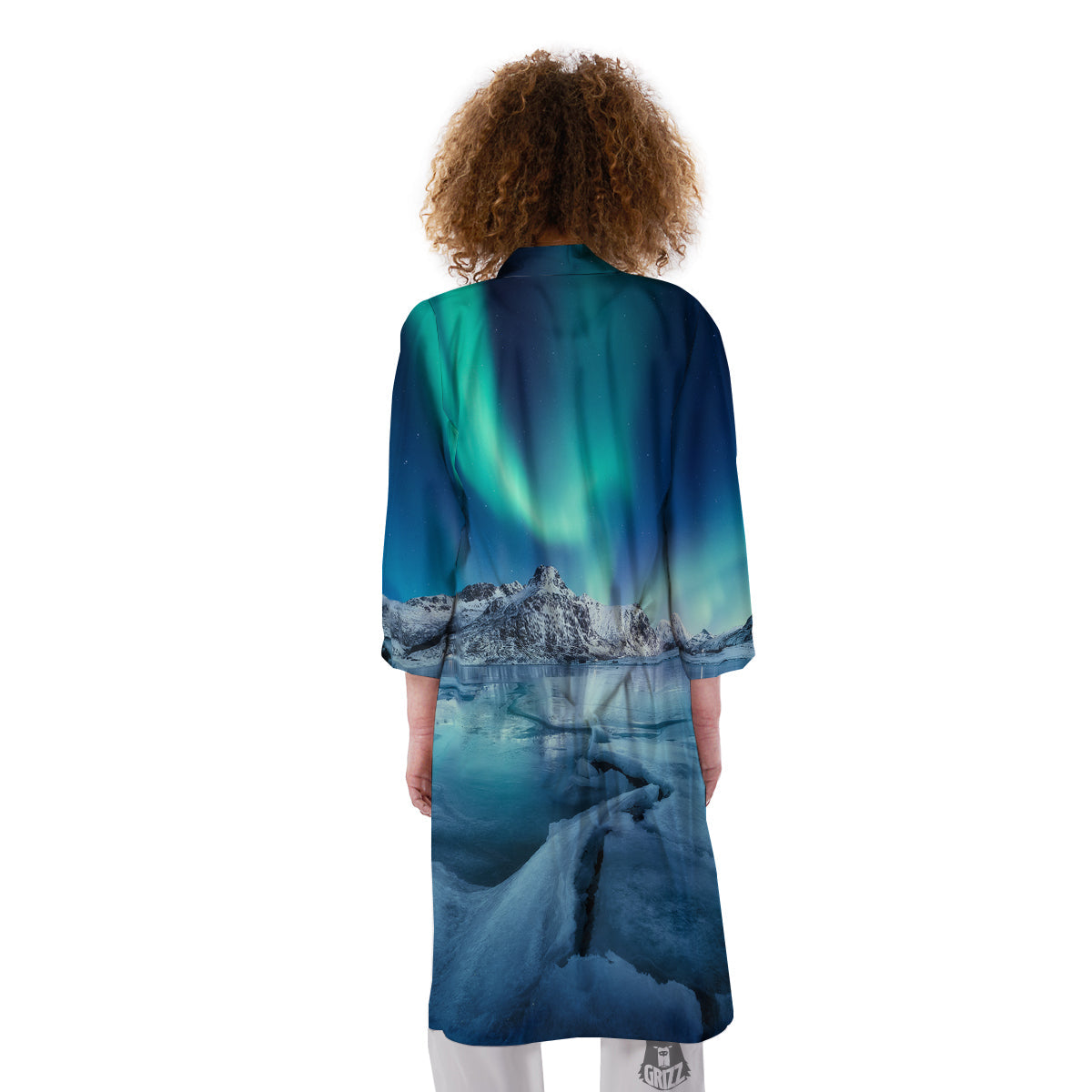 Aurora Borealis Blue Print Kimono-grizzshop