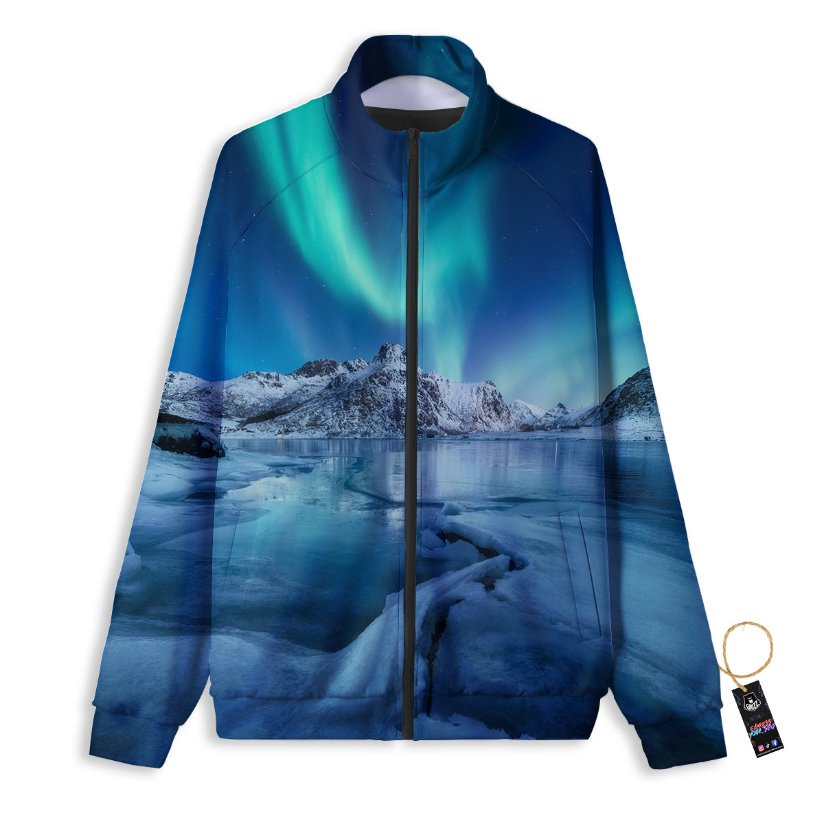 Aurora Borealis Blue Print Track Jacket-grizzshop