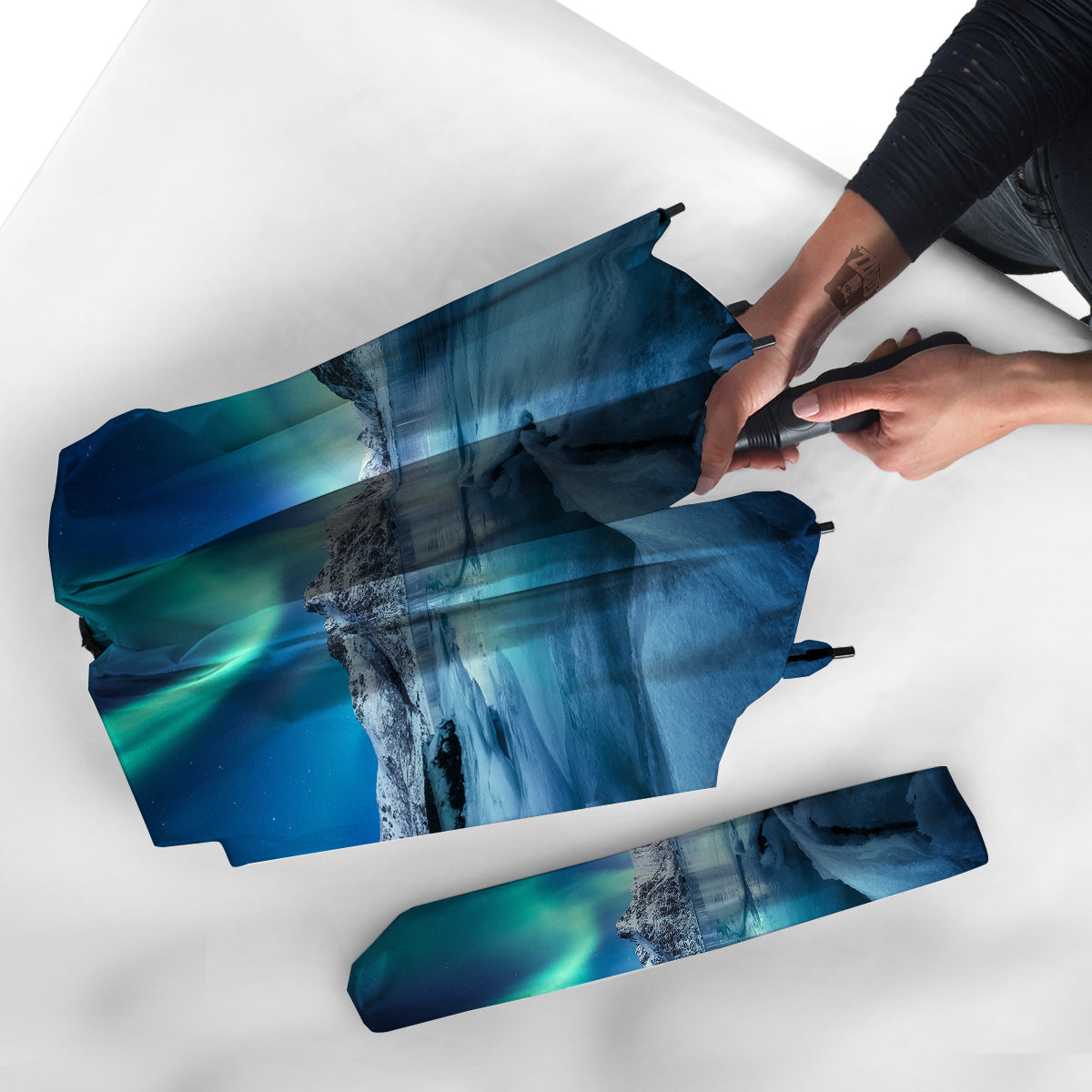 Aurora Borealis Blue Print Umbrella-grizzshop