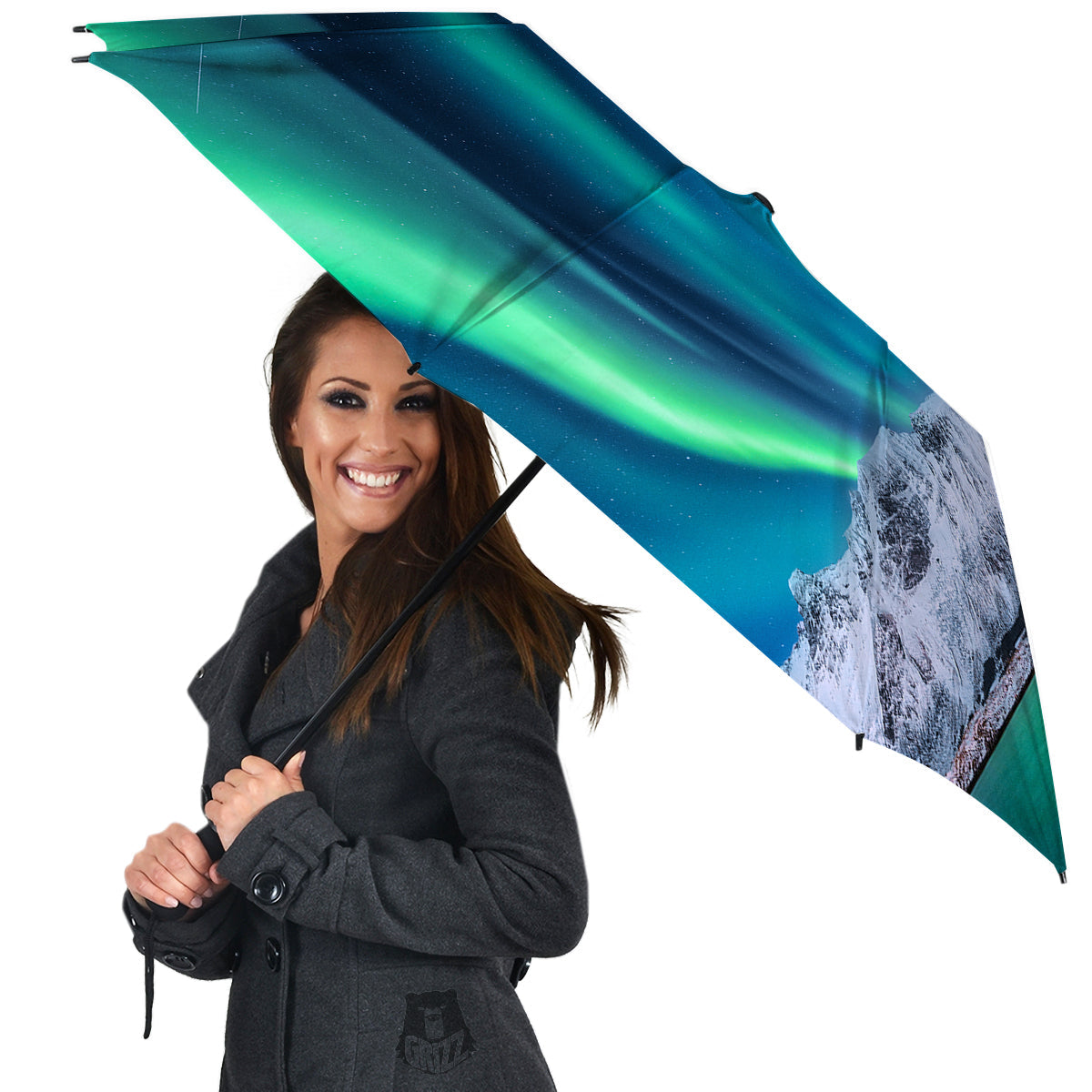 Aurora Green Northern Lights Print Umbrella-grizzshop