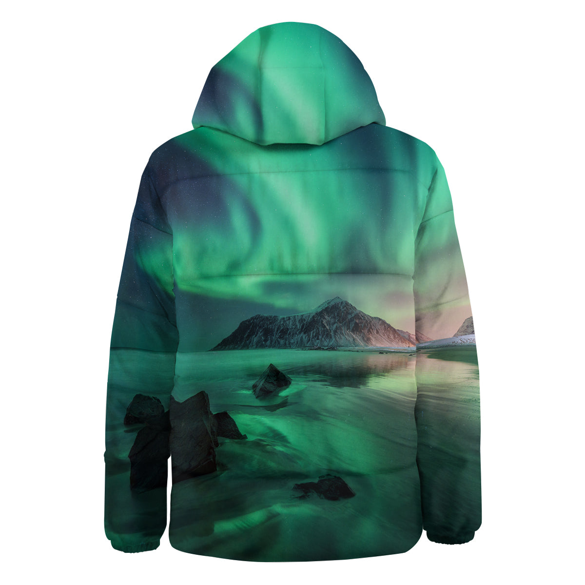 Aurora Northern Lights Print Down Jacket-grizzshop