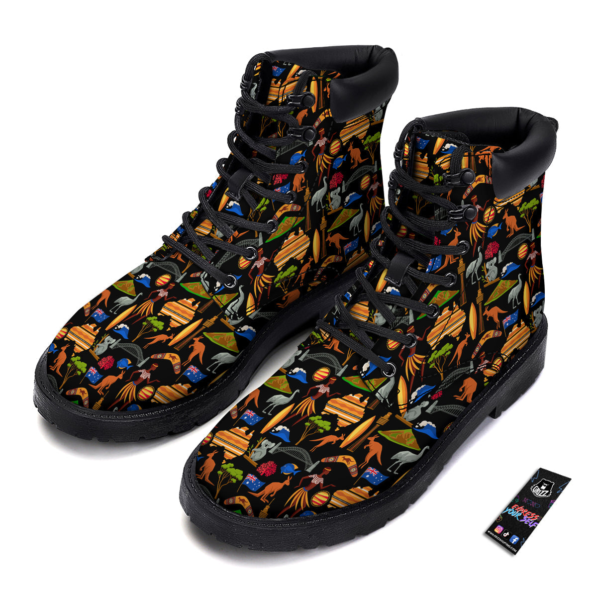 Australia Symbols Print Pattern Boots-grizzshop