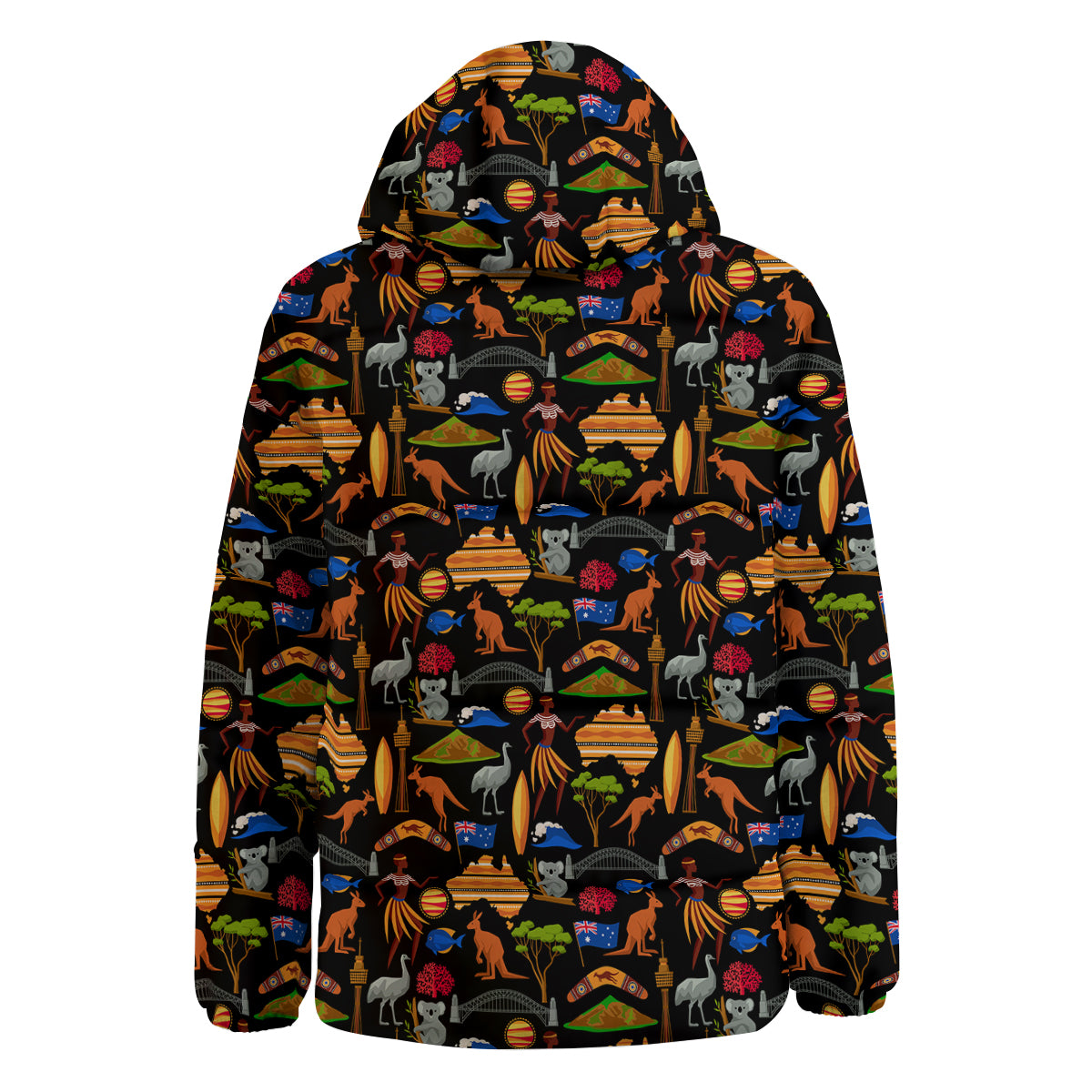 Australia Symbols Print Pattern Down Jacket-grizzshop