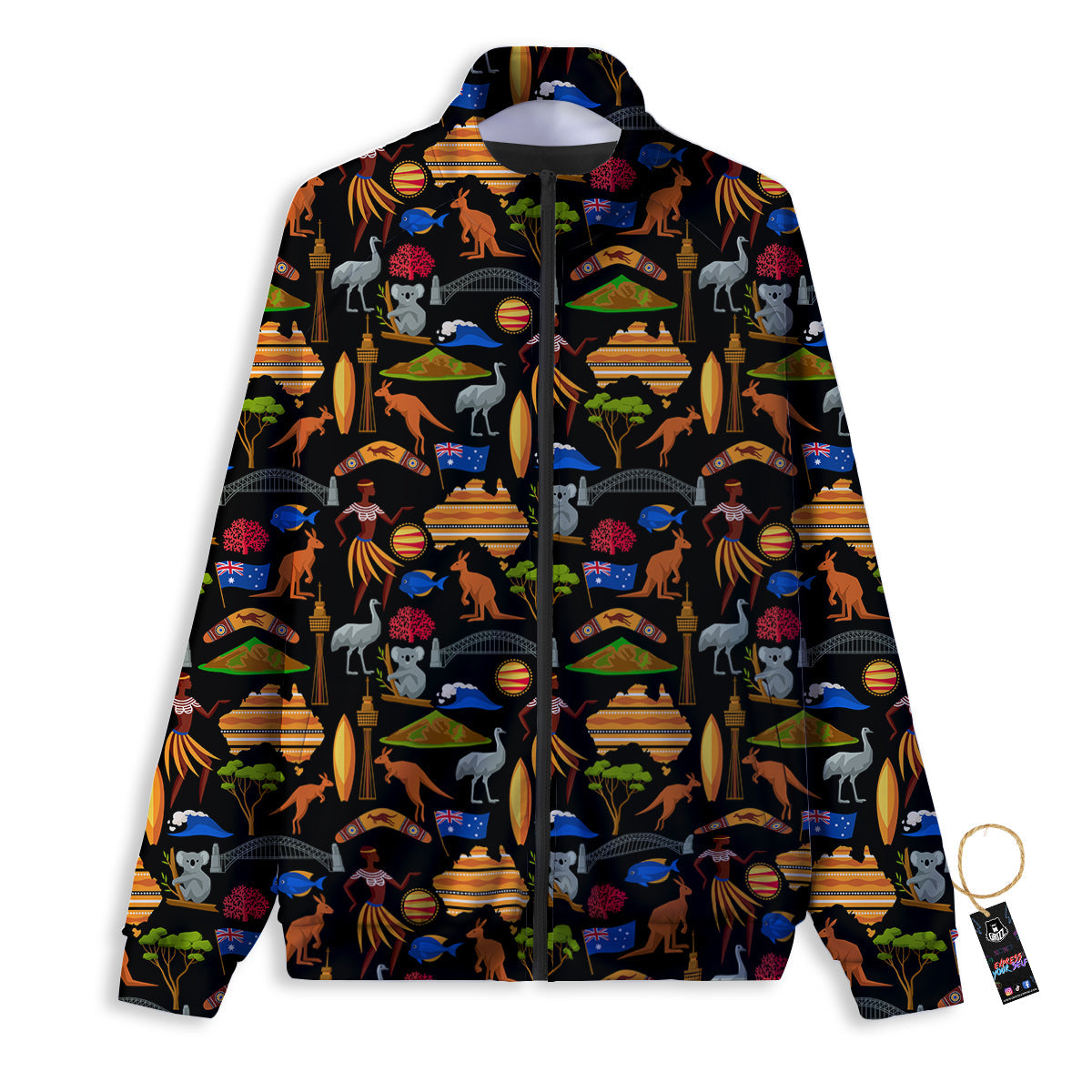 Australia Symbols Print Pattern Track Jacket-grizzshop