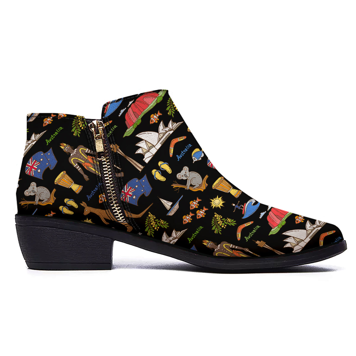 Australia Theme Print Pattern Ankle Boots-grizzshop