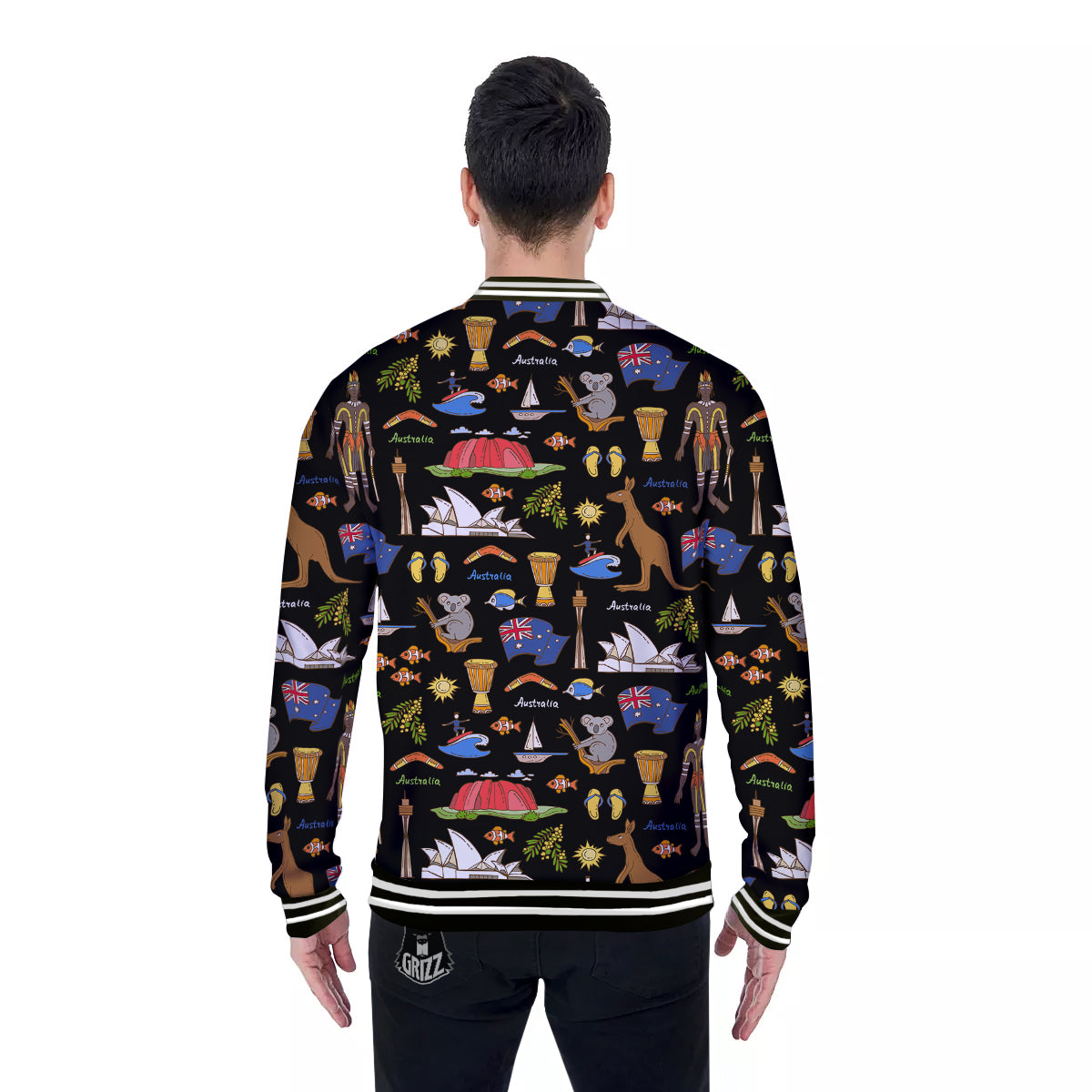 Australia Theme Print Pattern Baseball Jacket-grizzshop