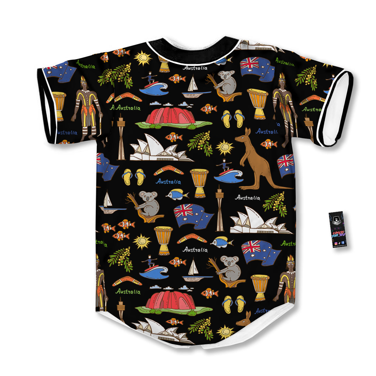 Australia Theme Print Pattern Baseball Jersey-grizzshop