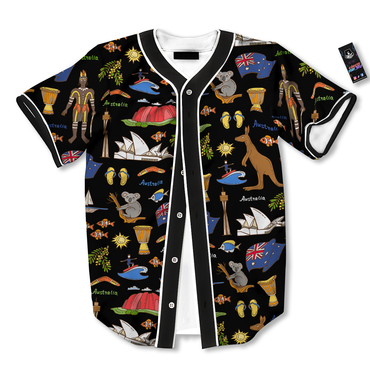 Australia Theme Print Pattern Baseball Jersey-grizzshop
