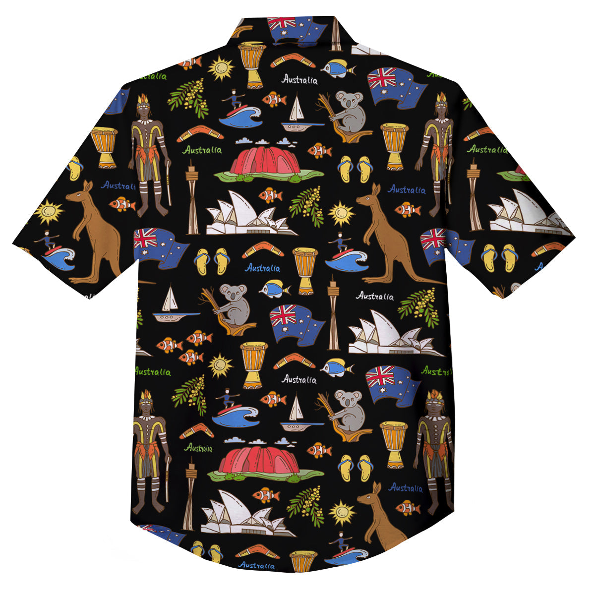 Australia Theme Print Pattern Button Up Shirt-grizzshop