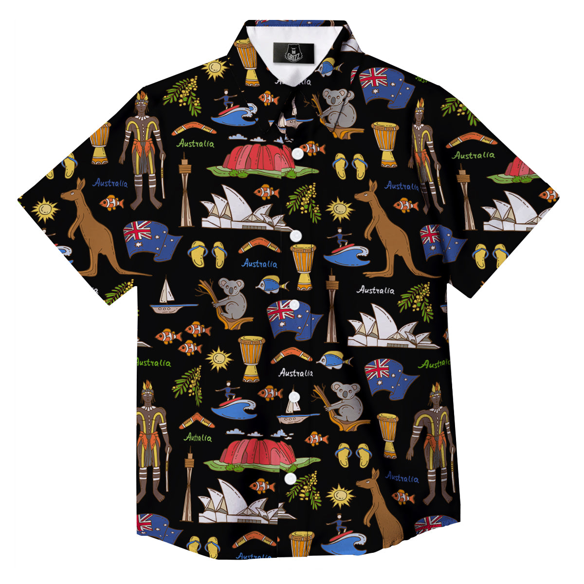 Australia Theme Print Pattern Button Up Shirt-grizzshop