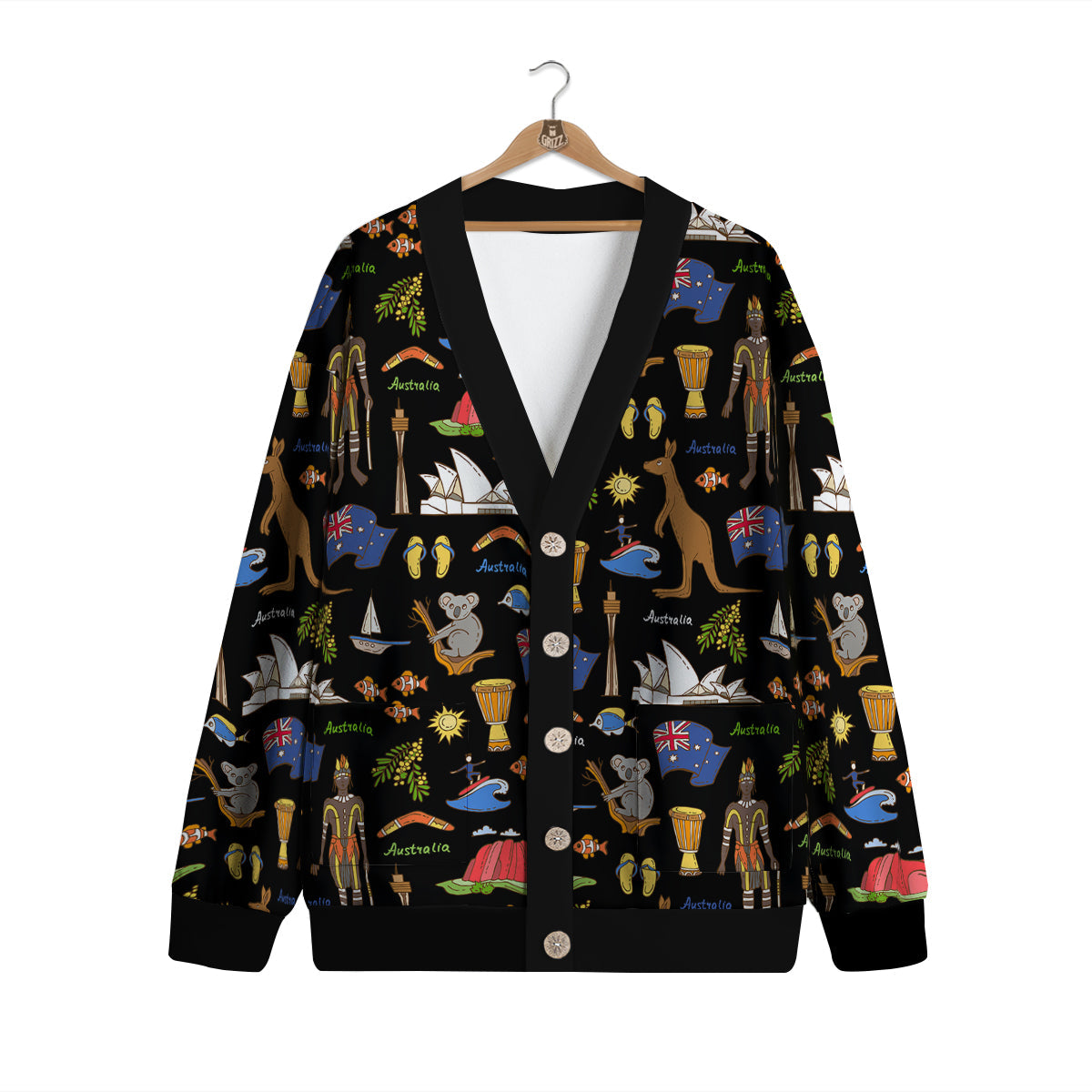 Australia Theme Print Pattern Cardigan-grizzshop