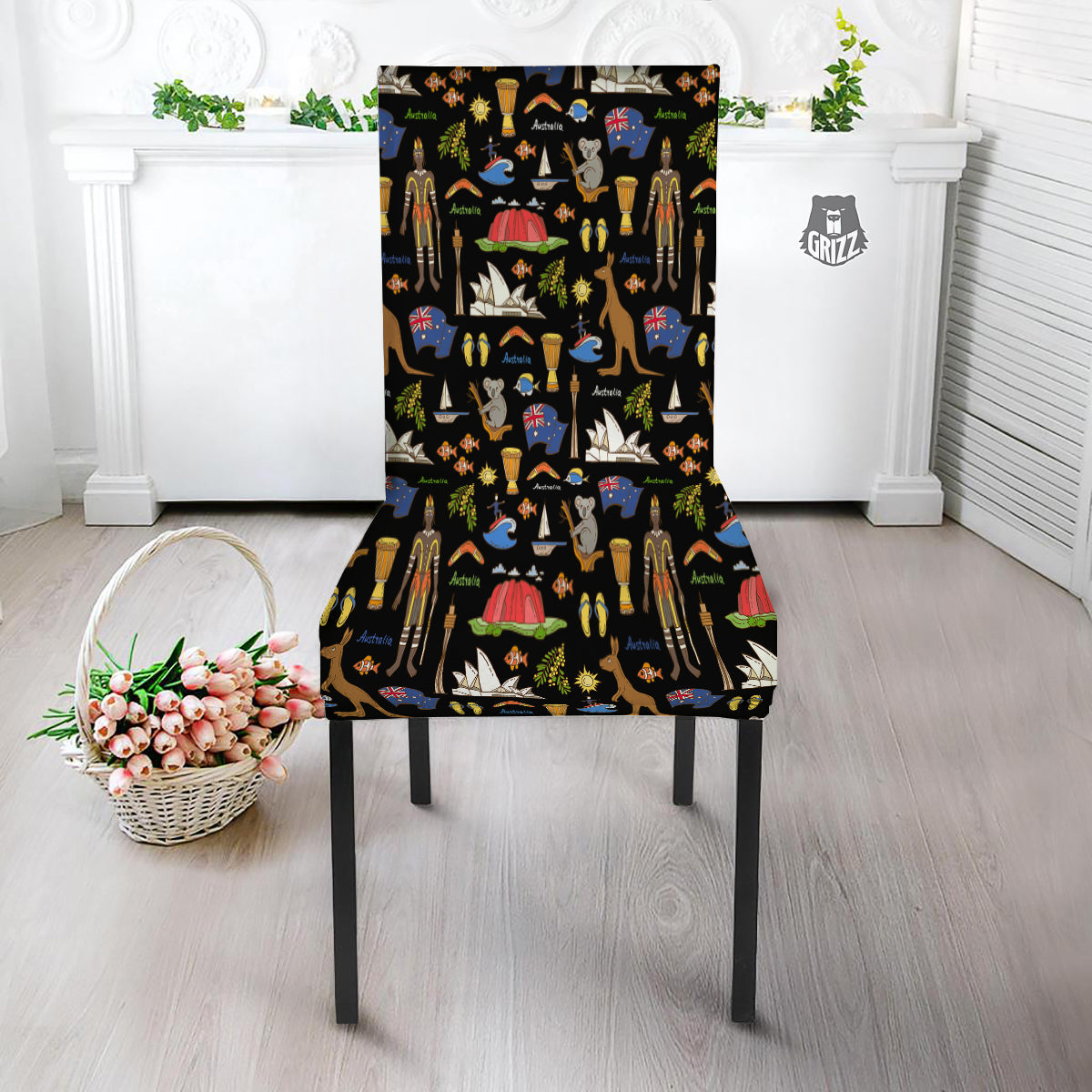 Australia Theme Print Pattern Dining Chair Slipcover-grizzshop