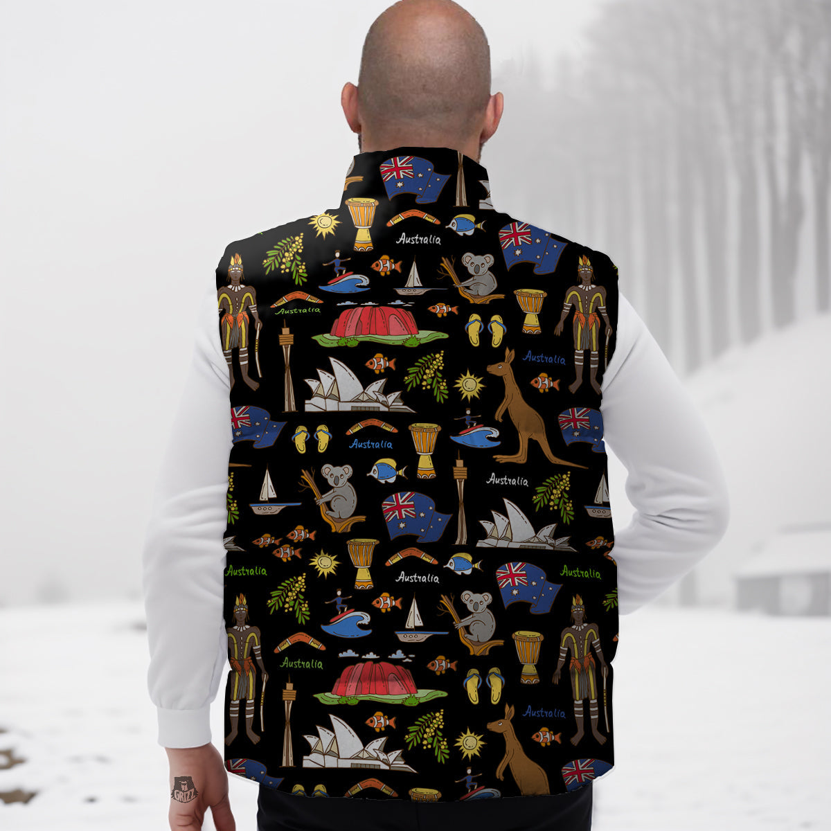 Australia Theme Print Pattern Down Vest-grizzshop