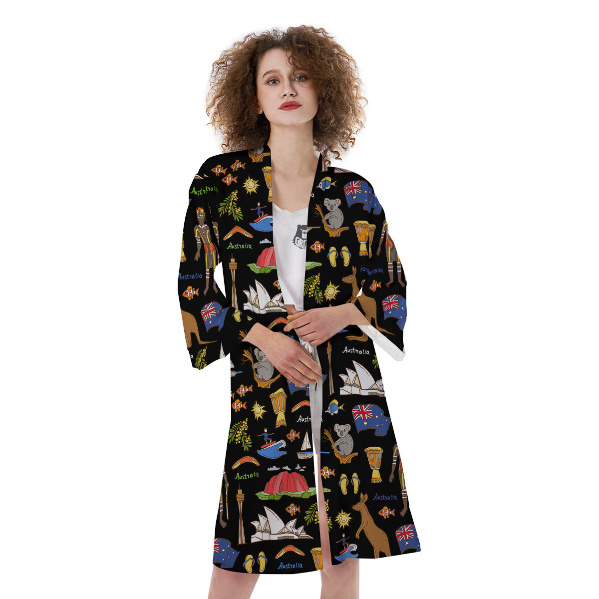 Australia Theme Print Pattern Kimono-grizzshop