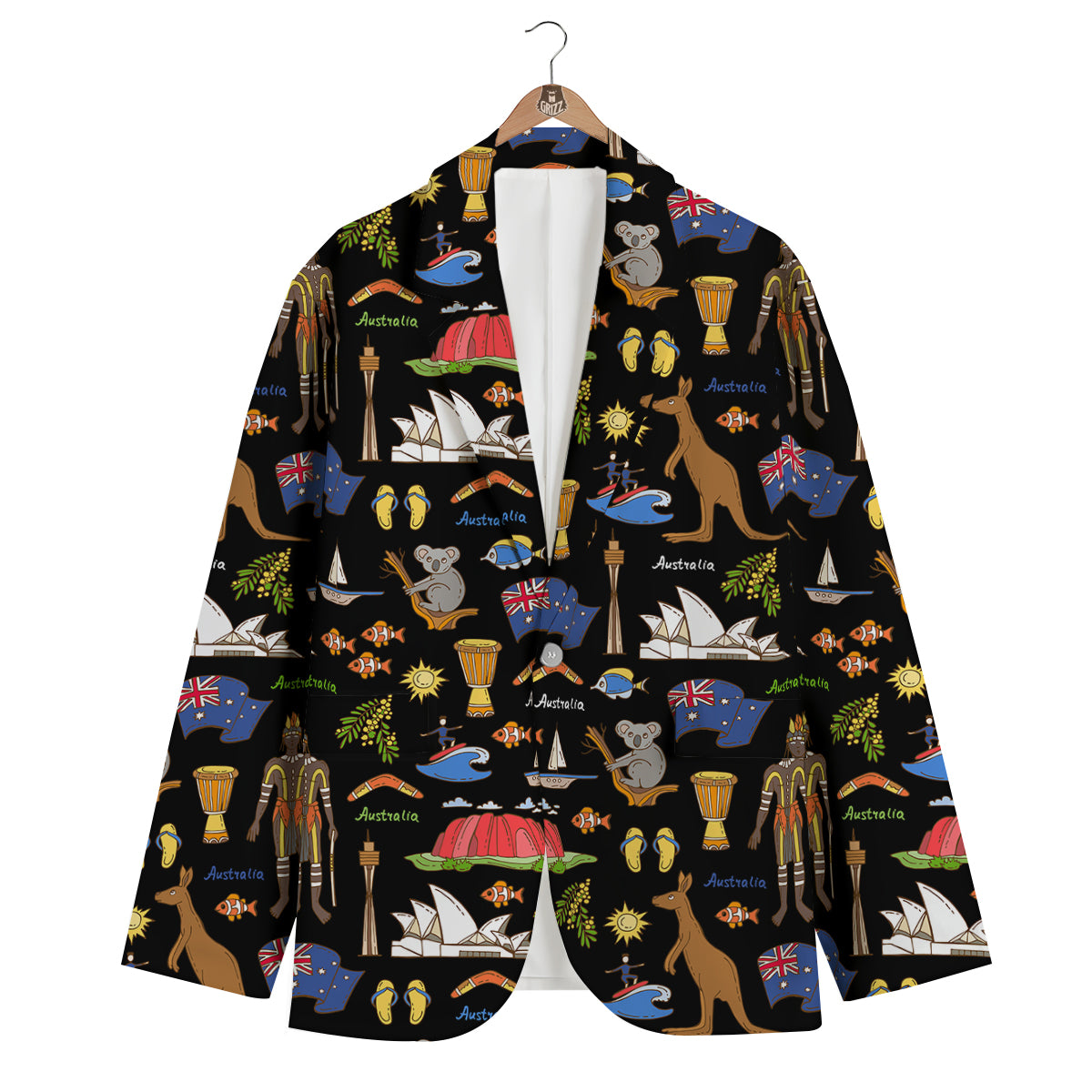 Australia Theme Print Pattern Men's Blazer-grizzshop