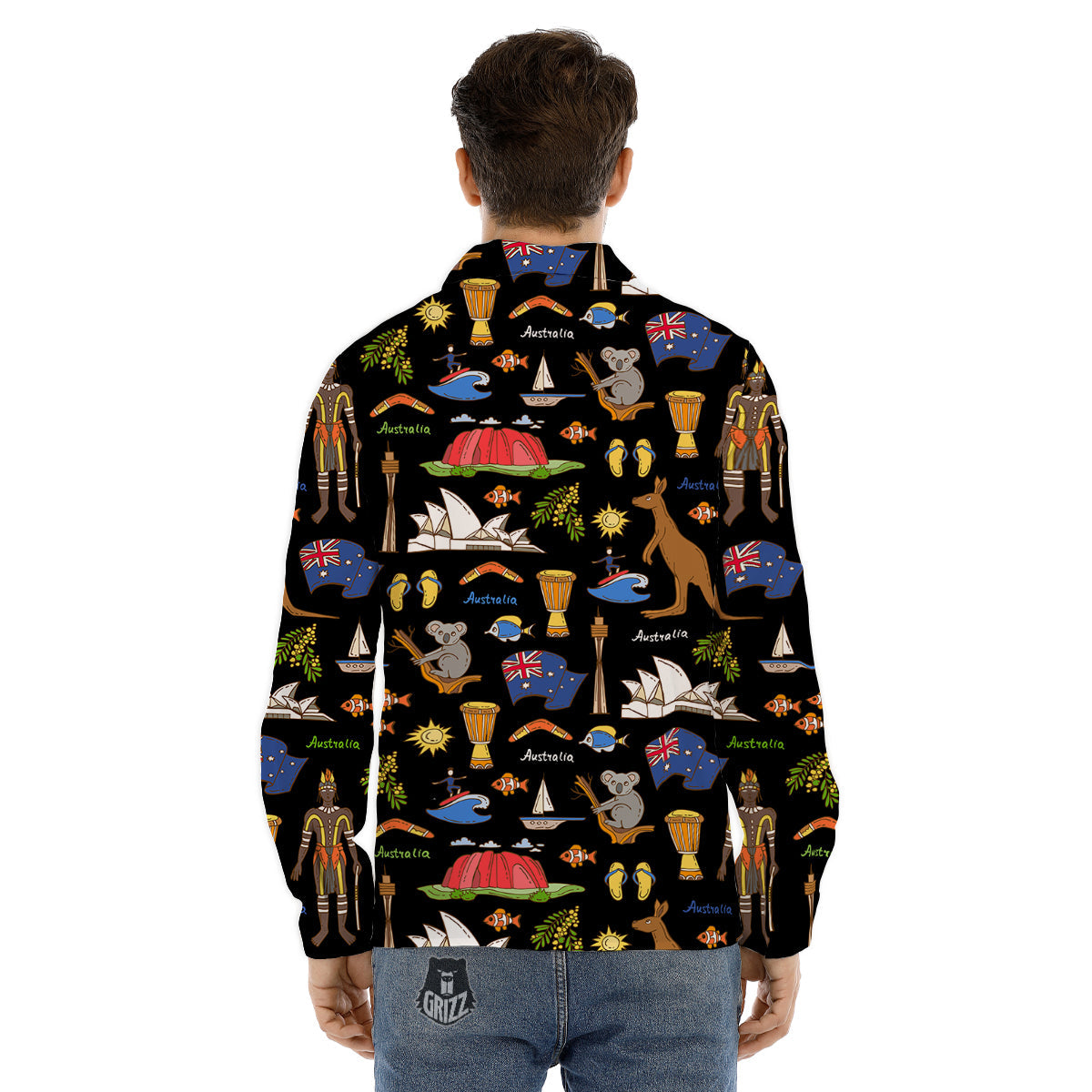 Australia Theme Print Pattern Men's Dress Shirts-grizzshop