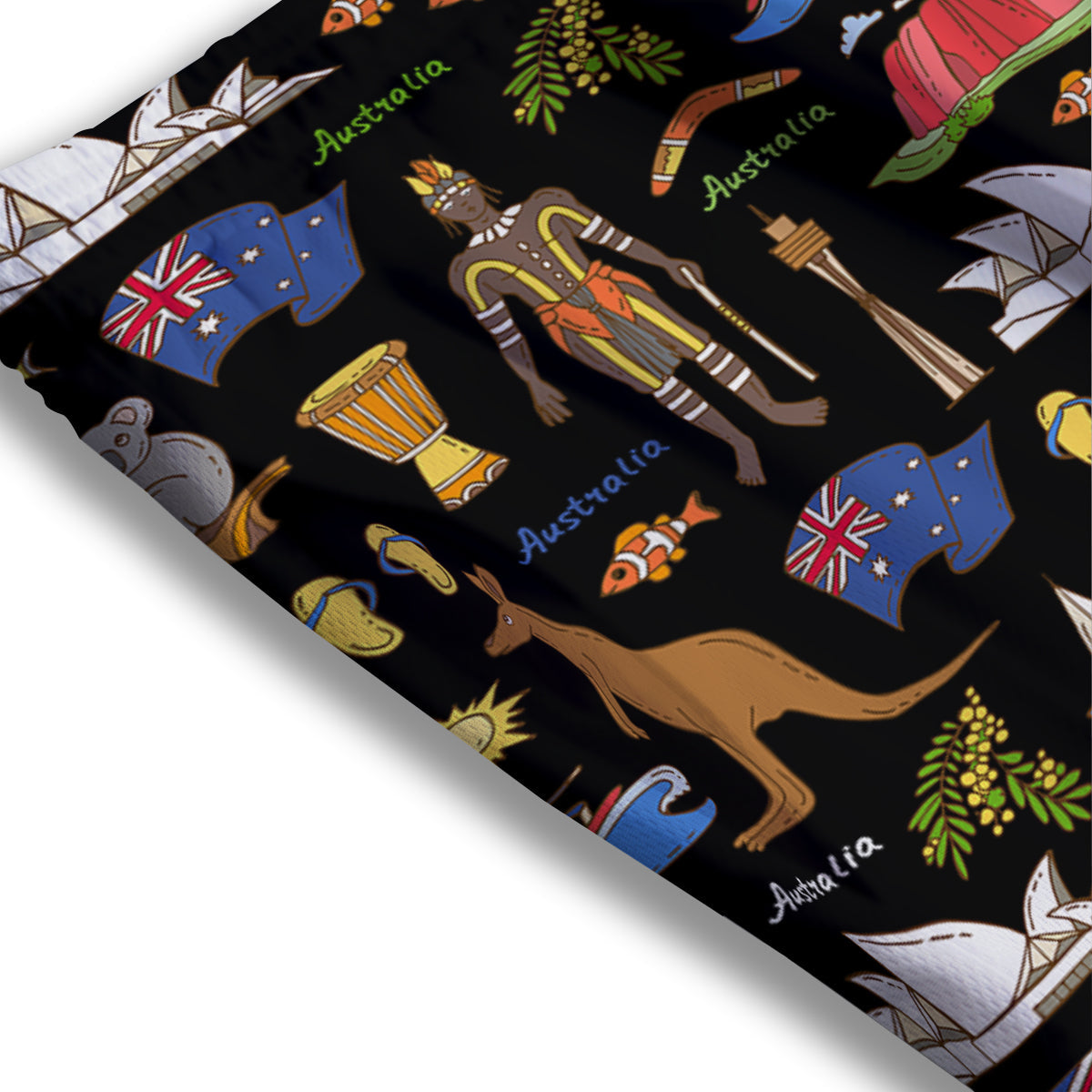 Australia Theme Print Pattern Mesh Shorts-grizzshop