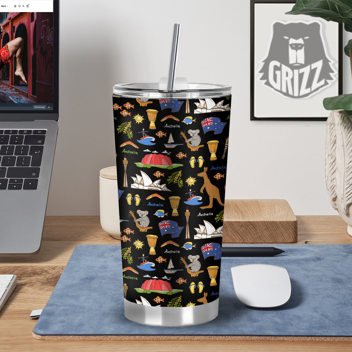 Australia Theme Print Pattern Tumbler-grizzshop