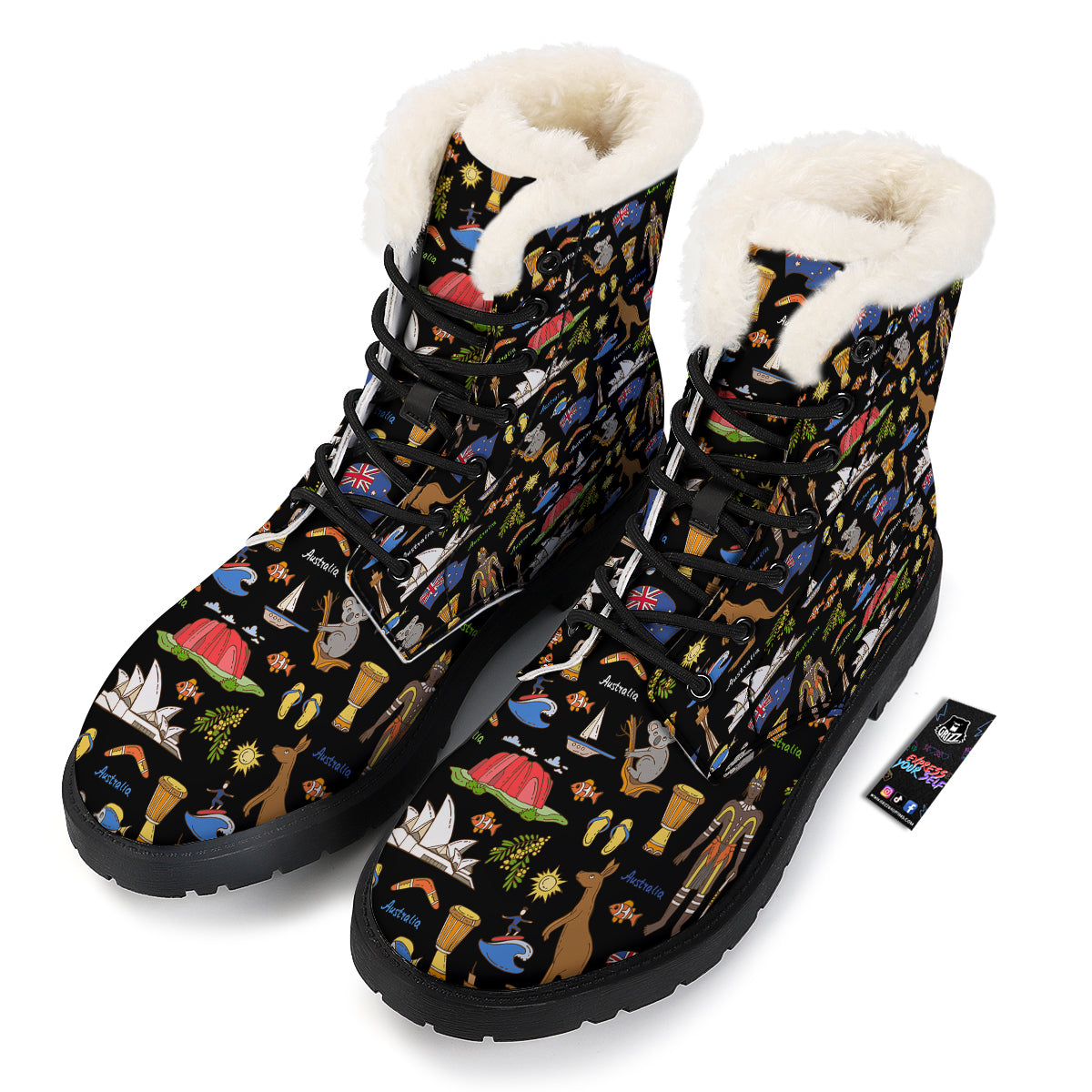 Australia Theme Print Pattern Winter Boots-grizzshop