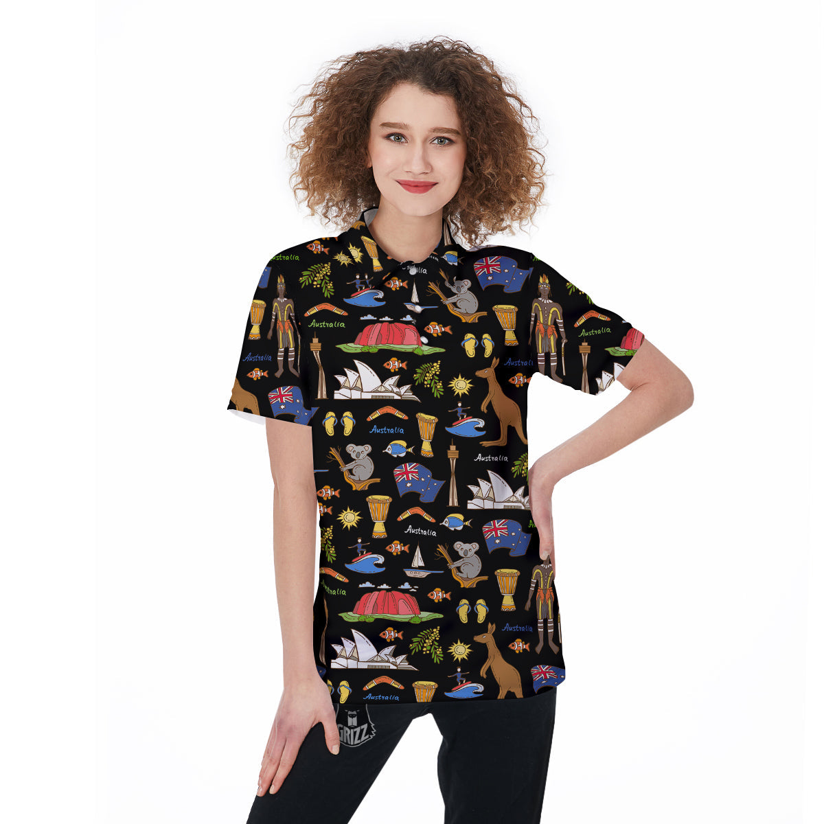 Australia Theme Print Pattern Women's Golf Shirts-grizzshop