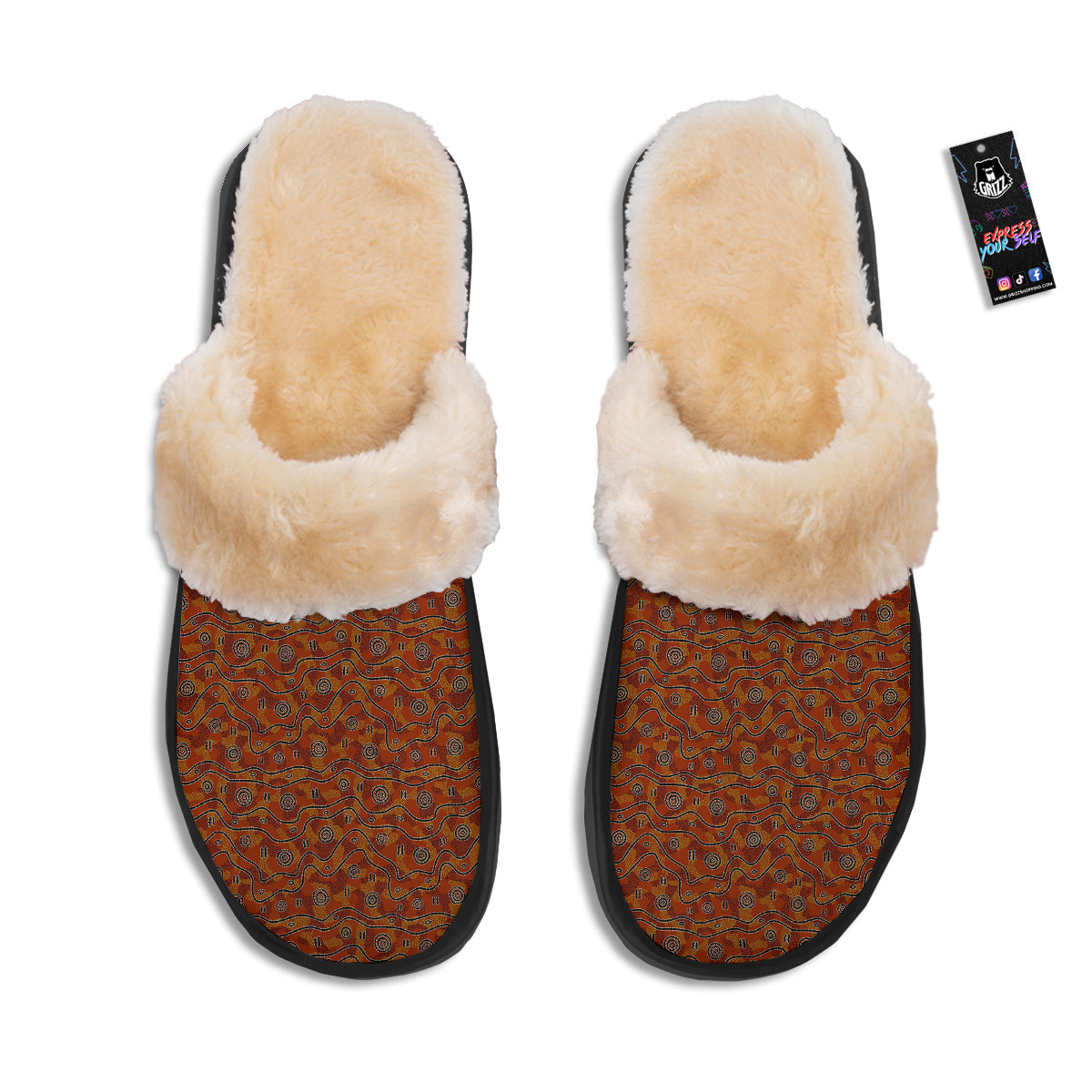 Australian Aboriginal Print Pattern Slippers-grizzshop