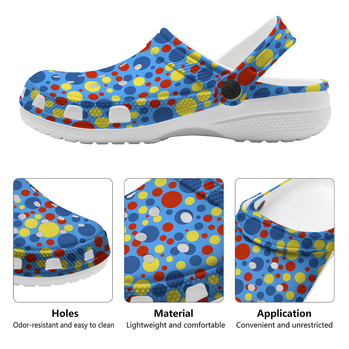 Autism Awareness Dots Color Print Pattern Clog-grizzshop