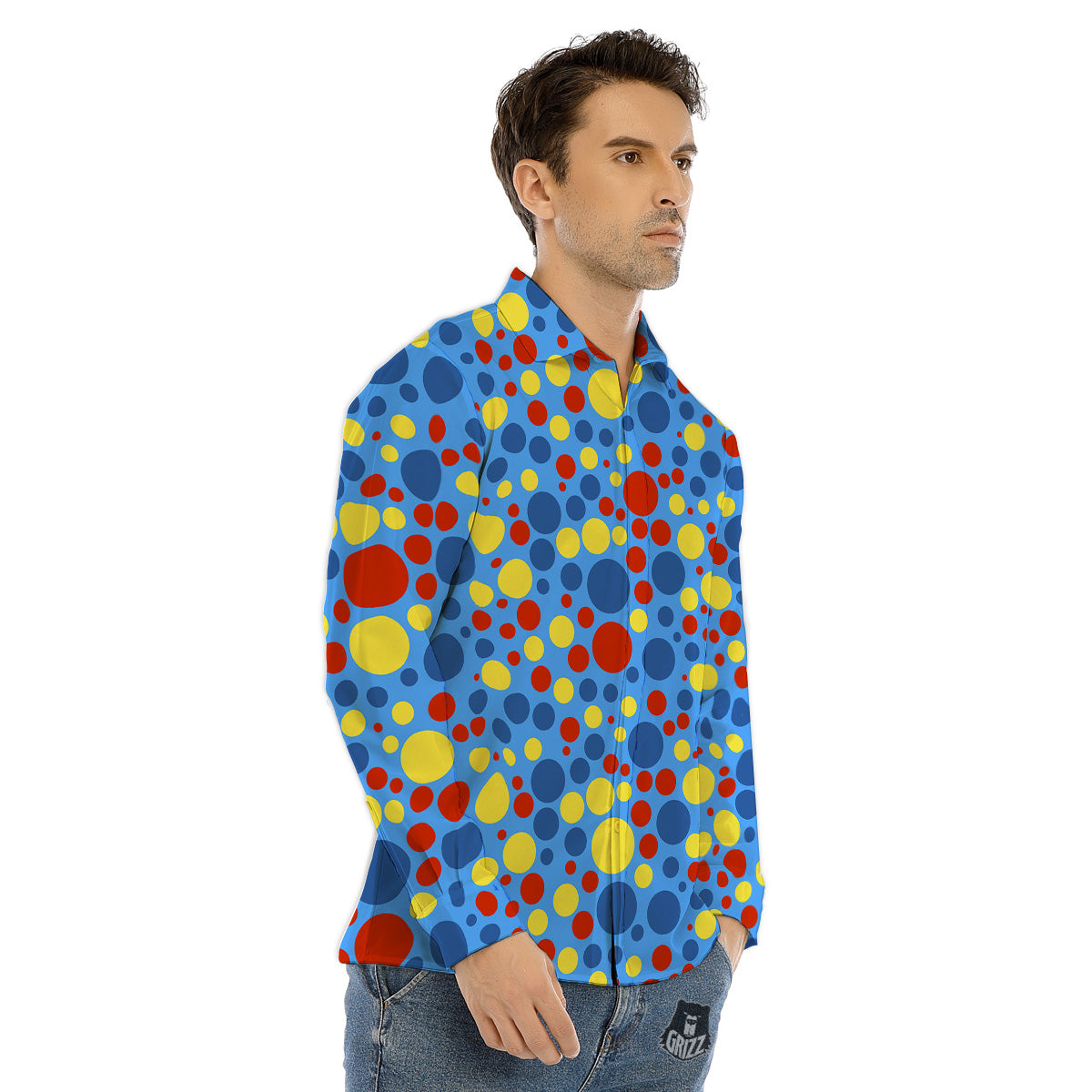 Autism Awareness Dots Color Print Pattern Men's Dress Shirts-grizzshop