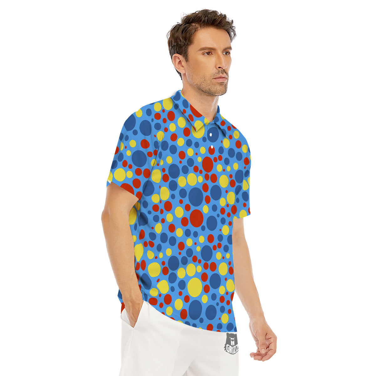 Autism Awareness Dots Color Print Pattern Men's Golf Shirts-grizzshop