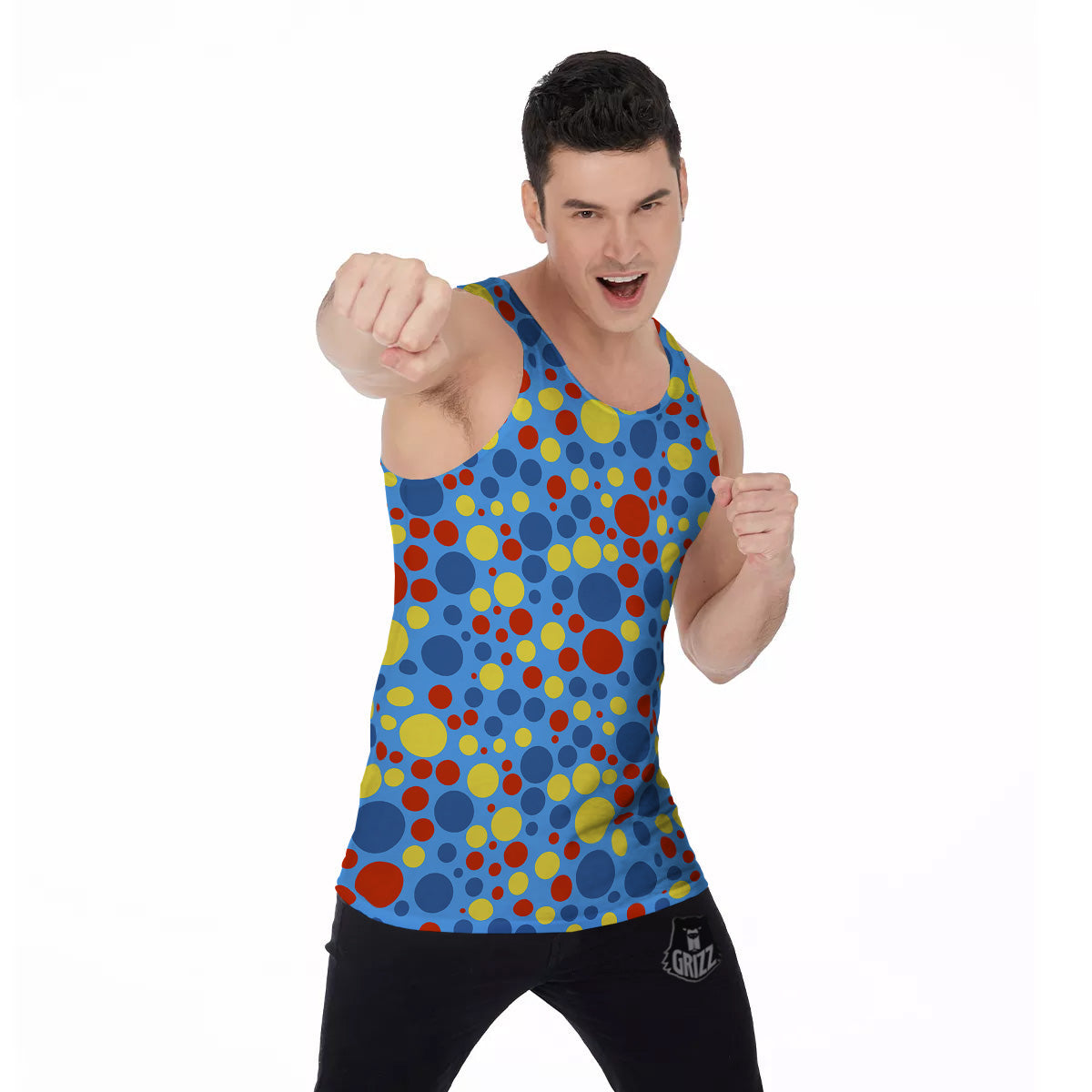 Autism Awareness Dots Color Print Pattern Men's Tank Top-grizzshop