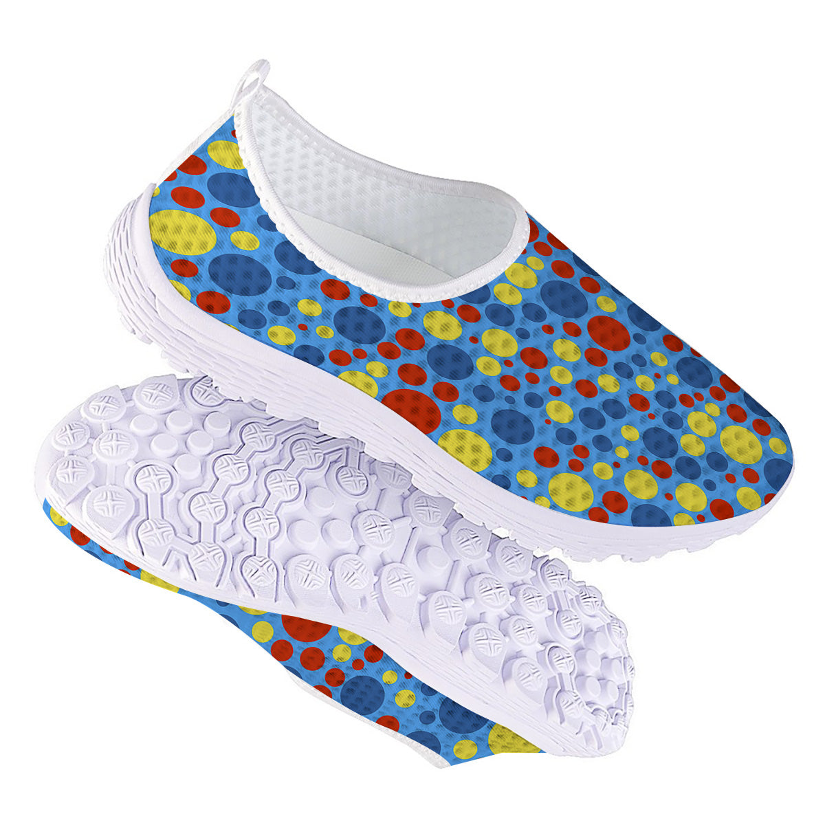 Autism Awareness Dots Color Print Pattern Nurse Shoes-grizzshop