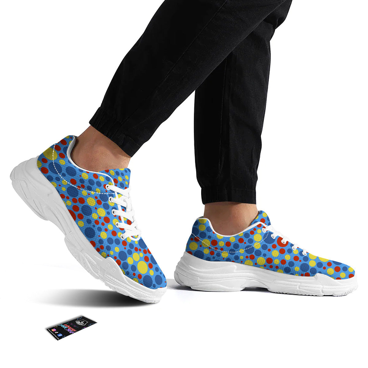 Autism Awareness Dots Color Print Pattern White Chunky Shoes-grizzshop