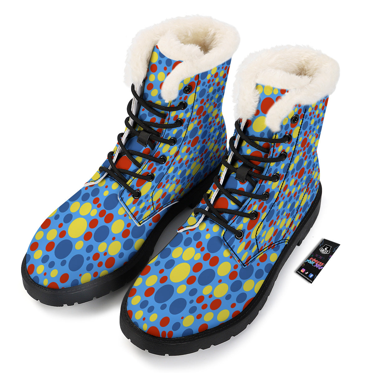 Autism Awareness Dots Color Print Pattern Winter Boots-grizzshop