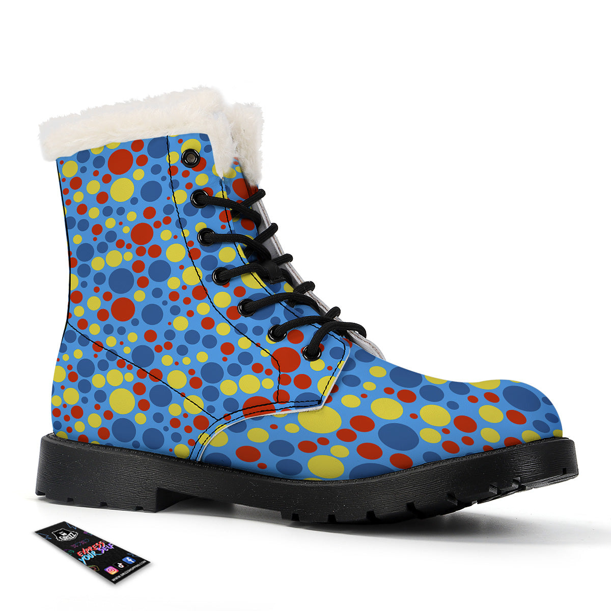Autism Awareness Dots Color Print Pattern Winter Boots-grizzshop