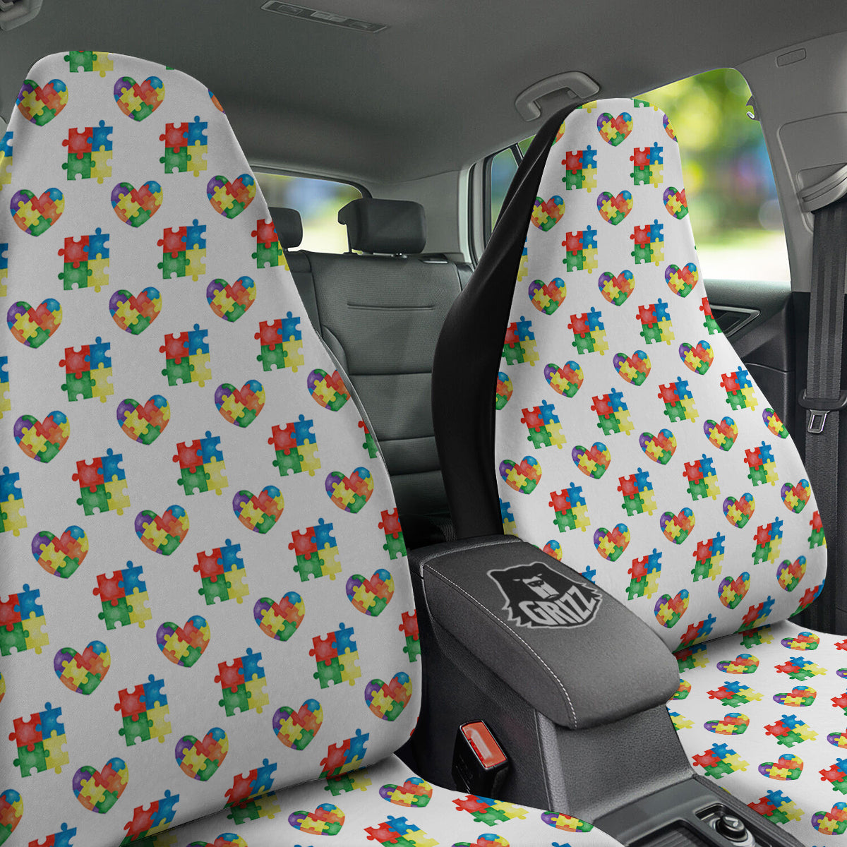 Autism Awareness Heart Print Pattern Car Seat Covers-grizzshop
