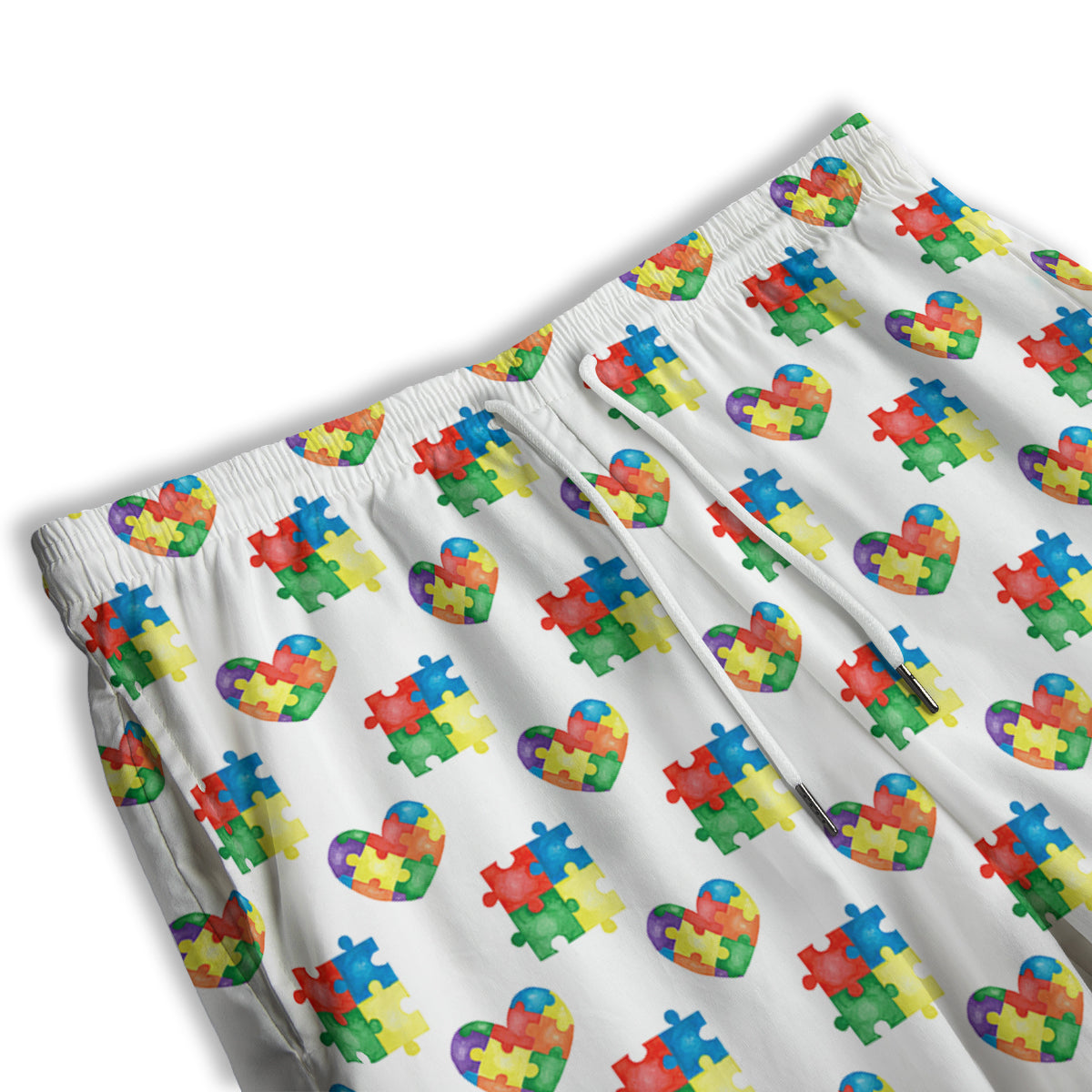 Autism Awareness Heart Print Pattern Men's Athletic Shorts