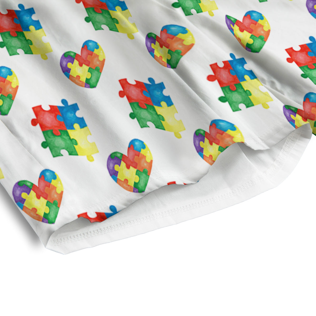Autism Awareness Heart Print Pattern Men's Athletic Shorts