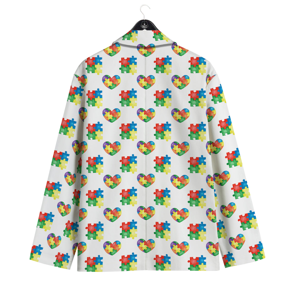 Autism Awareness Heart Print Pattern Men's Sport Coat-grizzshop