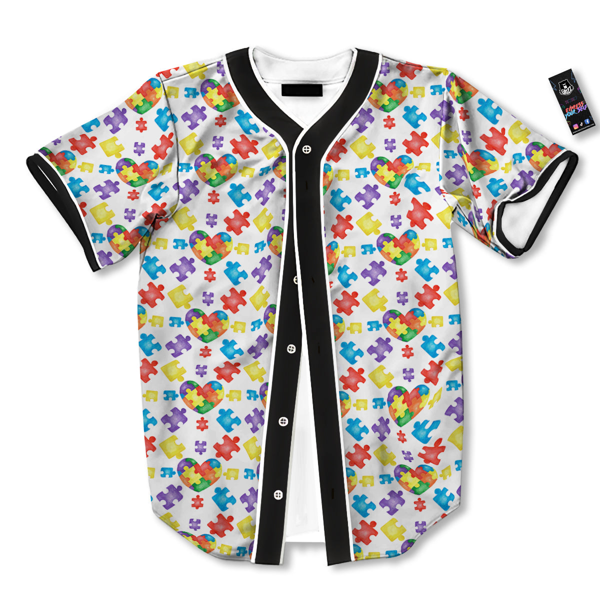 Autism Awareness Print Pattern Baseball Jersey-grizzshop