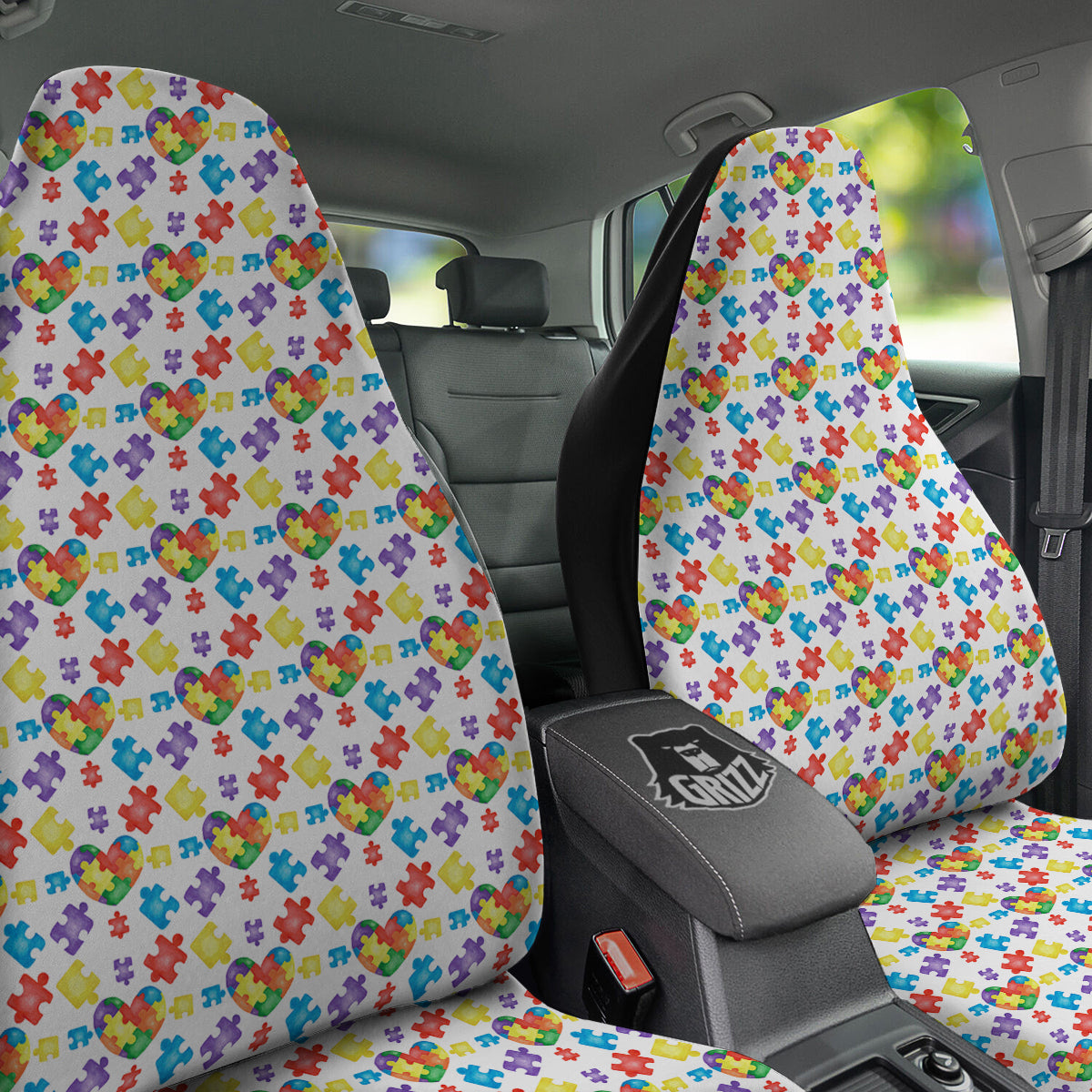 Autism Awareness Print Pattern Car Seat Covers-grizzshop
