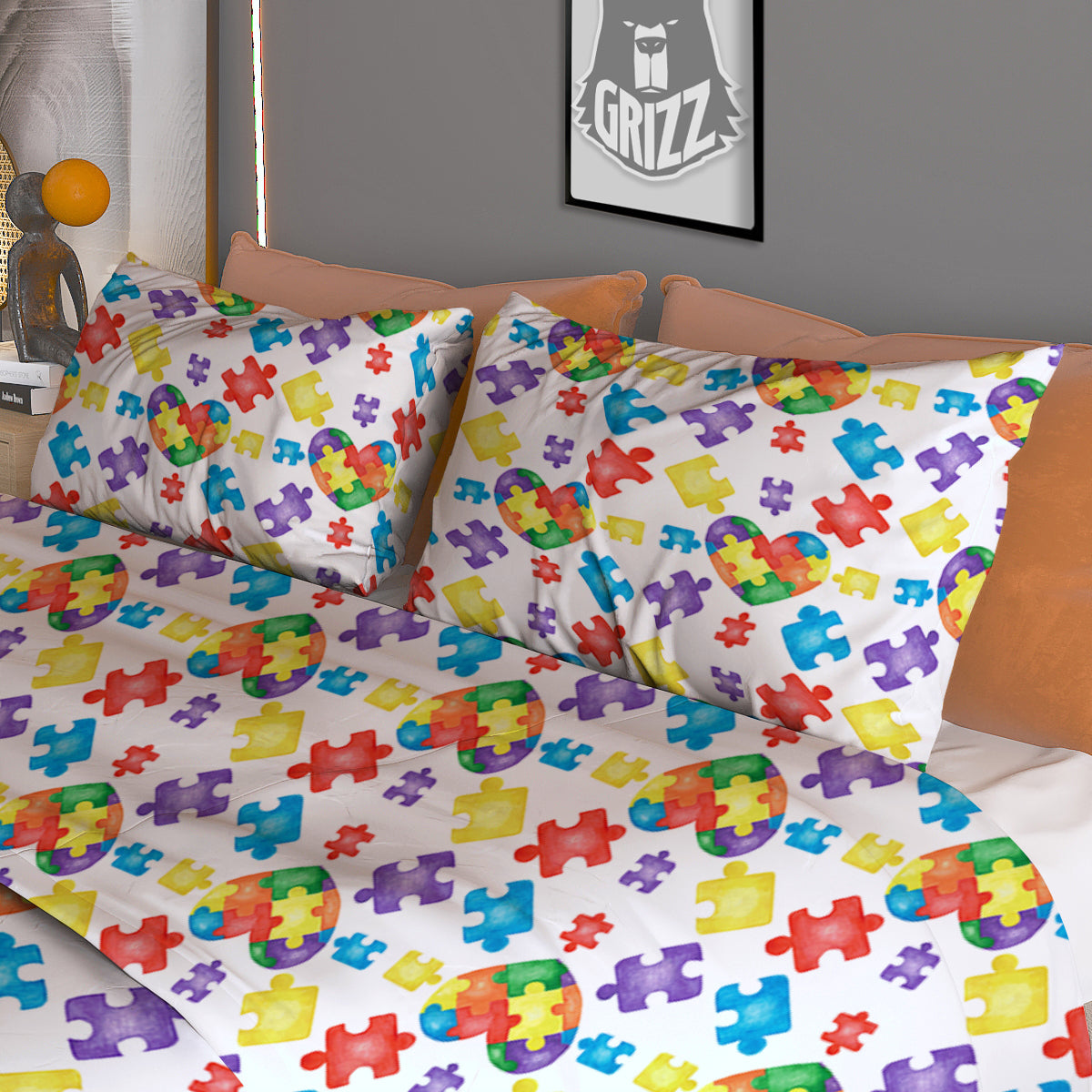 Autism Awareness Print Pattern Duvet Cover Bedding Set