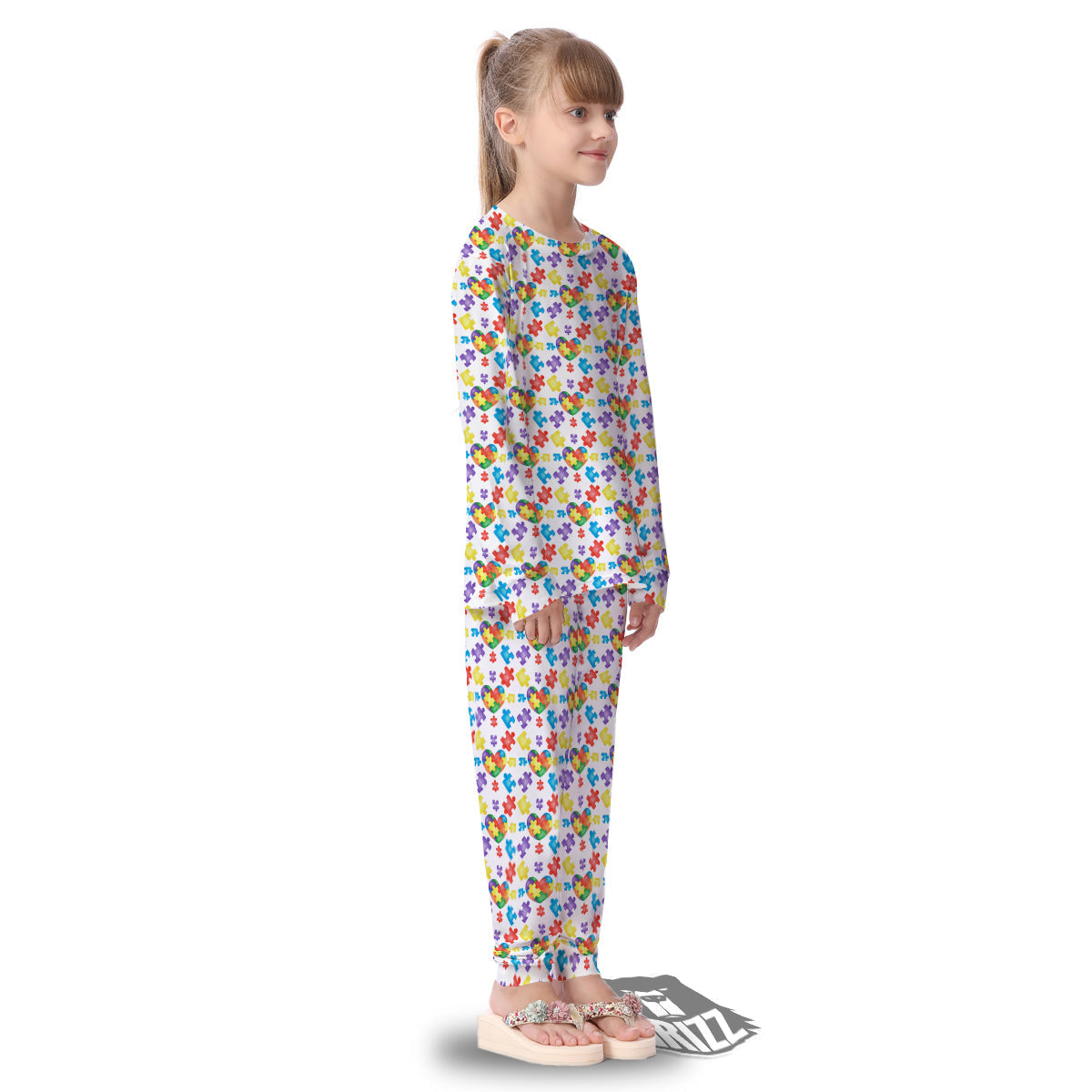 Autism Awareness Print Pattern Kid's Pajamas-grizzshop