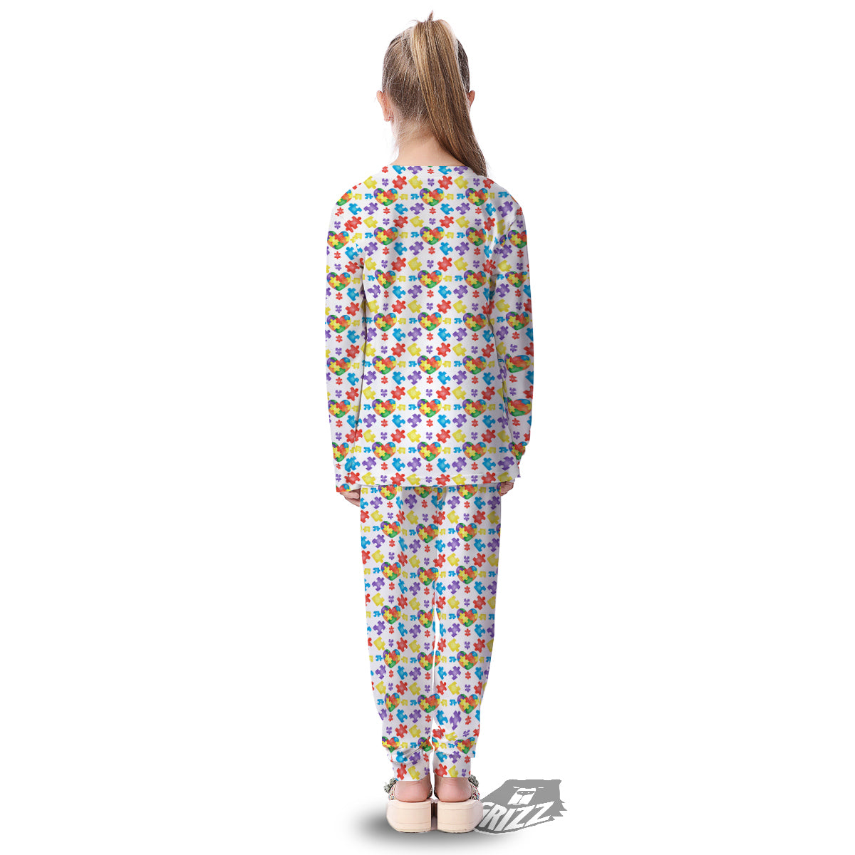 Autism Awareness Print Pattern Kid's Pajamas-grizzshop