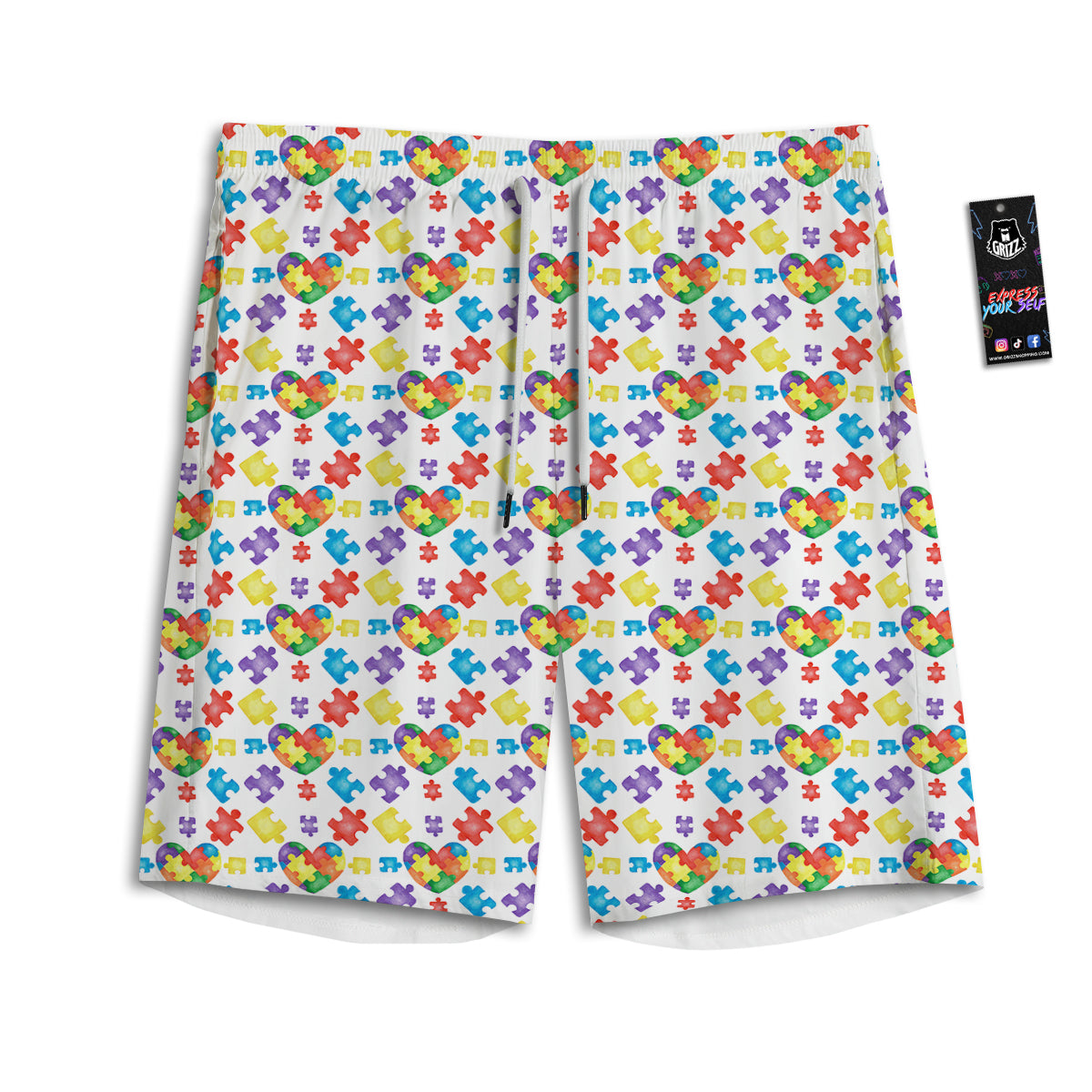 Autism Awareness Print Pattern Men's Athletic Shorts
