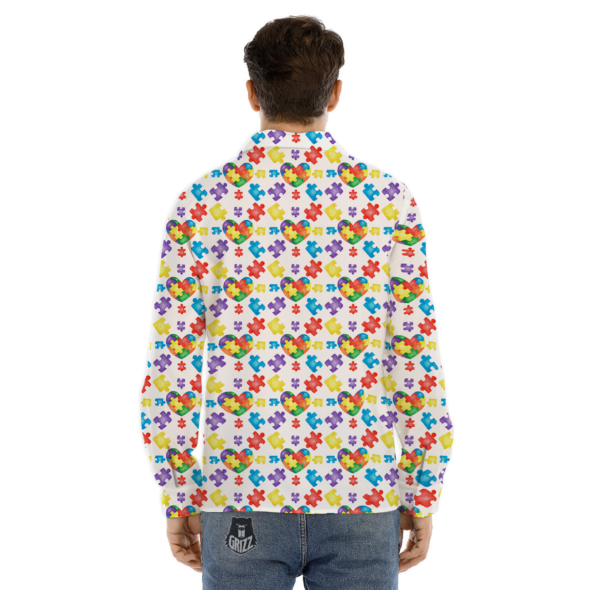 Autism Awareness Print Pattern Men's Dress Shirts-grizzshop