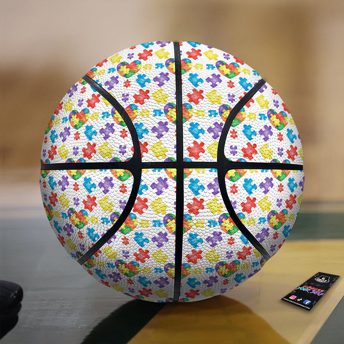 Autism Awareness Print Pattern Basketball